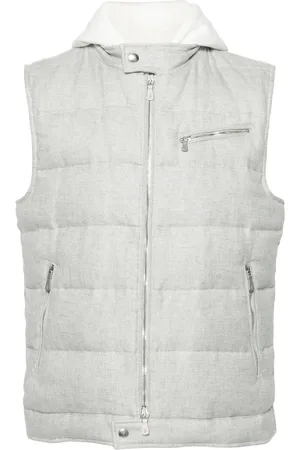 ELEVENTY Jakke, Herre, Grå, 3XL, Uld, Linen/Wool/Silk Gilet med aftagelig hætte