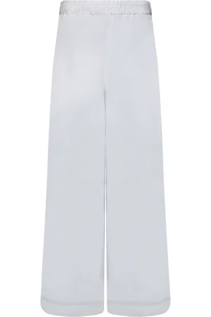 Fabiana Filippi Bukser, Dame, Grå, S, Silke Taffeta Wide-Leg Bukser