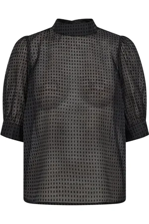 Co`Couture Bluser & Skjorter, Dame, Sort, L, Organza, Organza Bluse med Pufærmer