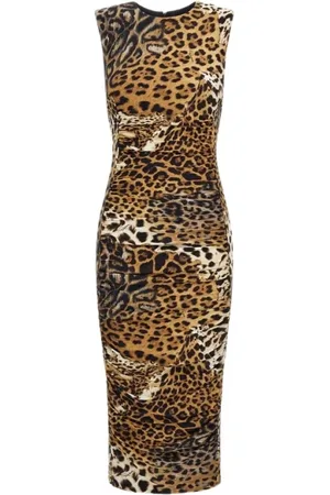 Roberto Cavalli Kjole, Dame, Brun, S, Jaguar Print Kjole Lys Brun Kvinde