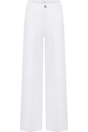 Cambio Bukser, Dame, Hvid, XL, Uld, Stilfulde bukser med brede ben