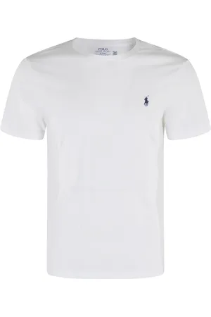 Ralph Lauren Top, Herre, Hvid, M, Bomuld, Hvid Broderet Logo T-Shirt