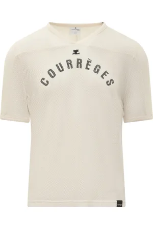 Courrèges Top, Herre, , L, Bomuld, Baseball Trykt Mesh T-shirt