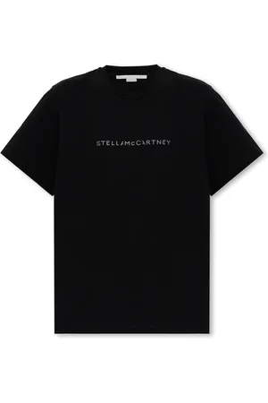 Stella McCartney Top, Dame, Sort, XS, Bomuld, Logo-print bomulds T-shirt