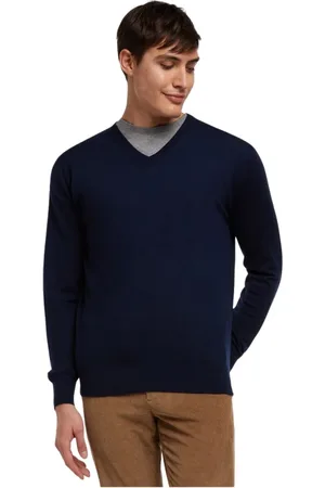 Brooks Brothers Strik, Herre, Blå, S, Uld, Merinould V-hals Sweater