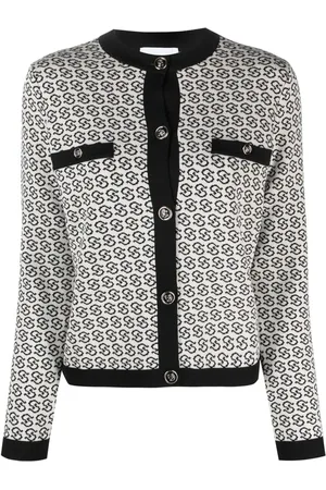 Salvatore Ferragamo Strik, Dame, Hvid, M, Uld, Multifarvet Uld Cardigan