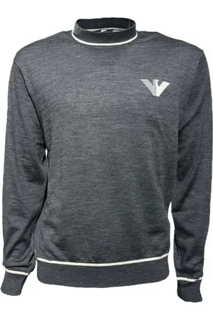 Emporio Armani Strik, Herre, Grå, 2XL, Uld, Uld Crewneck Sweatshirt Gråmeleret