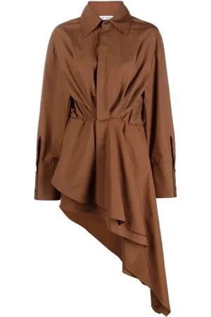 The Attico Kjole, Dame, Brun, 2XS, Bomuld, Brun Bomulds Bluse Mini Kjole