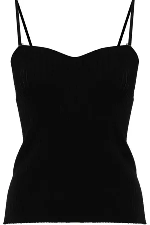 Emporio Armani Top, Dame, Sort, S, Tyl, Sort strikket ærmeløs top