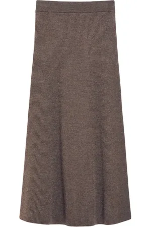Max Mara Nederdel, Dame, Brun, M, Uld, Uldstrikket Midi Nederdel