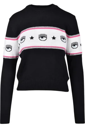Chiara Ferragni Strik, Dame, Sort, M, Uld, Rundhalset strik