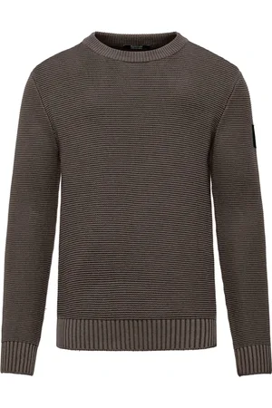 Bomboogie Strik, Herre, Grå, M, Bomuld, Koldfarvet bomulds sweater med rund hals