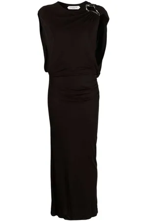Lanvin Kjole, Dame, Brun, S, Maxikjole med broche-detalje