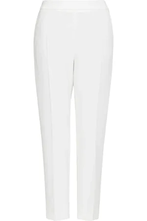 Max Mara Bukser, Dame, Hvid, S, Uld, Hvide Silkefoldede Bukser