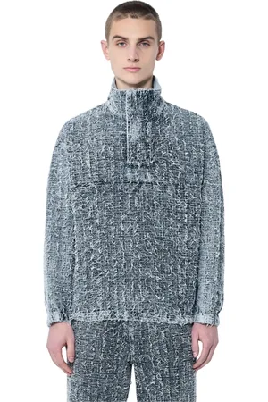 Diesel Sweathshirts & Hoodies, Herre, Grå, M, Denim, Bouclé Texture Denim Jakke