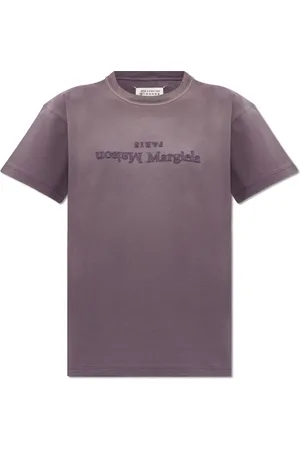 Maison Margiela Top, Dame, Lilla, L, Bomuld, Reverse Logo T-shirt