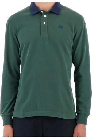 La Martina Top, Herre, Grøn, S, Bomuld, Grøn poloshirt med blåt logo