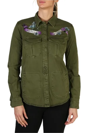 Guess Jakke, Dame, Grøn, XS, Bomuld, Jakke med knapper og logo