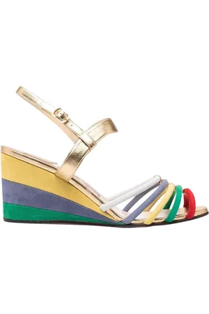 Salvatore Ferragamo Sko, Dame, , 36 EU, Uld, Colorblock Strap Wedge Sandaler