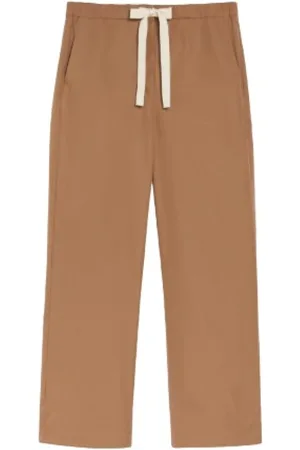 Max Mara Bukser, Dame, Brun, M, Bomuld, Elastisk Snøring Sølv Bukser