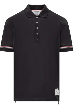 Thom Browne Top, Herre, Blå, L, Bomuld, Polo Shirt med Ribkant