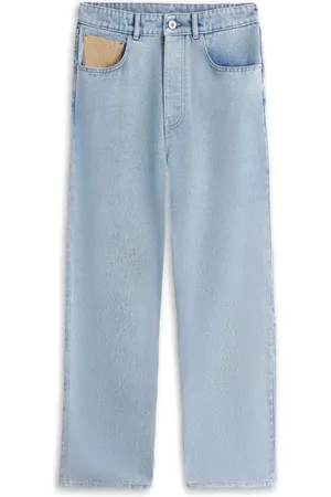 Drôle de Monsieur Jeans, Herre, Blå, W30, Bomuld, Lyseblå Jeans med Fløjlsdetaljer