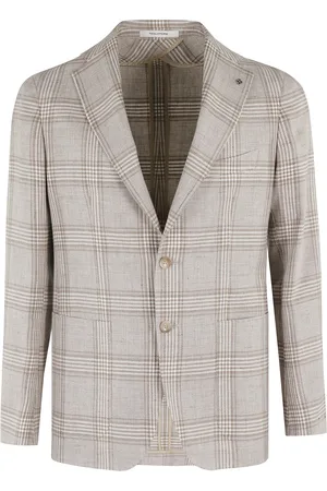 TAGLIATORE Jakke, Herre, , 2XL, Jacket 1 Breast Linen Cotton Check