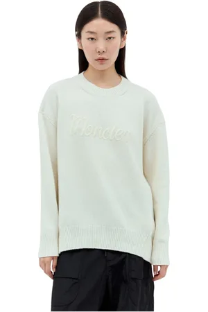 Moncler Strik, Dame, , L, Uld, Logo Broderi Striktrøje