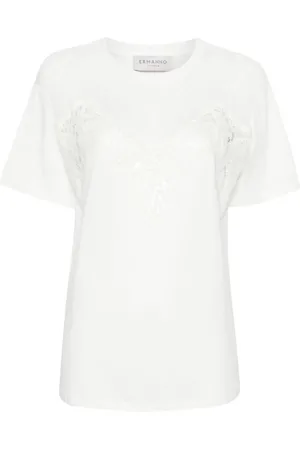 ERMANNO SCERVINO Top, Dame, Hvid, S, Bomuld, Basic T-shirt