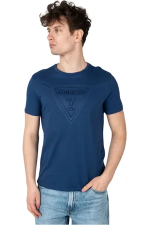 Guess Top, Herre, Blå, M, Bomuld, Rundhalset T-shirt