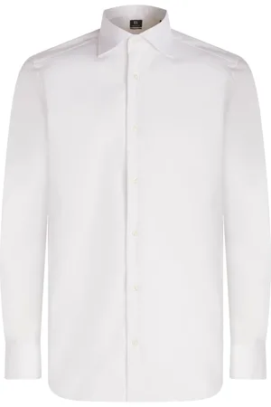 Boggi Milano Skjorte, Herre, Hvid, L, Bomuld, Slim Fit Cotton Pin Point Skjorte