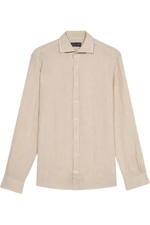 Brooks Brothers Skjorte, Herre, , 2XL, Linned, Sandfarvet Linned Casual Skjorte