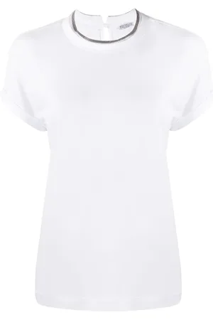 Brunello Cucinelli Top, Dame, Hvid, S, Bomuld, Hvid Crew Neck T-Shirt