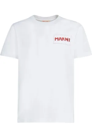 Marni Top, Herre, Hvid, S, Bomuld, Bomuldsjersey T-shirt med Patch