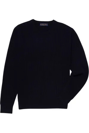 Brooks Brothers Strik, Herre, Blå, M, Uld, Ribstrikket Uld- og Cashmeretrøje