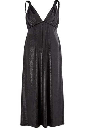 LARDINI Kjole, Dame, Sort, XS, Polyester, Embellished Velvet Kjole