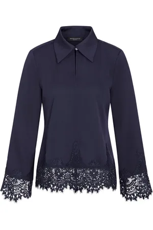 Bruuns Bazaar Bluser & Skjorter, Dame, Blå, L, Tyl, Broderet Bluse Cedarsbbelaina Style