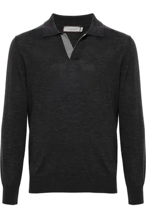 CANALI Top, Herre, Grå, 3XL, Uld, Uld Polo Shirt Uden Knapper