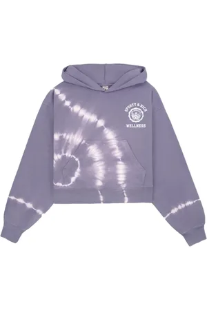 Sporty & Rich Sweathshirts & Hoodies, Dame, Lilla, L, Bomuld, Emblem Cropped Hættetrøje