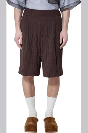 DRIES VAN NOTEN Shorts, Herre, Brun, M, Polyester, Krøllet Væve Shorts