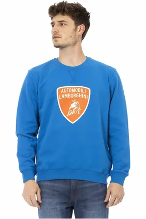 AUTOMOBILI LAMBORGHINI Sweathshirts & Hoodies, Herre, Blå, XL, Bomuld, Logo Bomuldssweatshirt Lange Ærmer