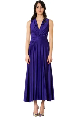 Max Mara Kjole, Dame, Blå, S, Elegant Draperet Kjole