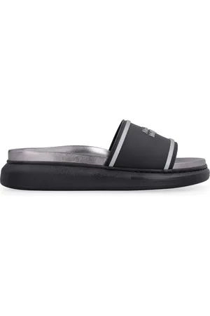 Alexander McQueen Sko, Dame, Sort, 38 1/2 EU, Uld, Præget Logo Gummislides
