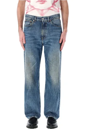 OUR LEGACY Jeans, Herre, Blå, W32, Bomuld, Vintage Stain Wash Wide Leg Jeans