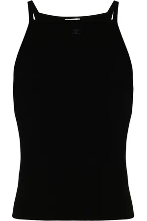 Courrèges Top, Dame, Sort, M, Polyester, Ribstrikket Tanktop