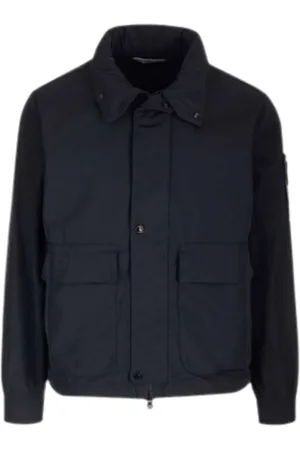 Stone Island Jakke, Herre, Blå, L, Blå Hættetrøje med Skjult Hætte