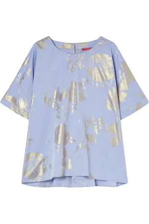 Persona by Marina Rinaldi Bluser & Skjorter, Dame, Blå, 5XL, Bomuld, Elegant Bomuldsskjorte med Kimonoærmer