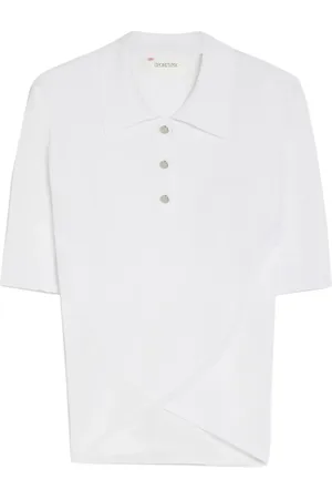 Sportmax Top, Dame, Hvid, S, Bomuld, Hvid Polo Shirt med Krydslukning forneden