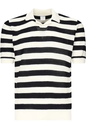 ELEVENTY Top, Herre, Hvid, L, Bomuld, Stribet Polo T-shirt