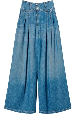 Twin-Set Jeans, Dame, Blå, W28, Bomuld, Wide Leg Stone Wash Blå Jeans